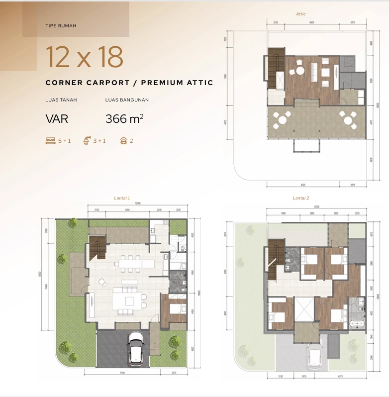 Floor plan for 12 × 18 Corner Carport